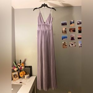 Lulus pleated floor length gown size L. Dusty violet.